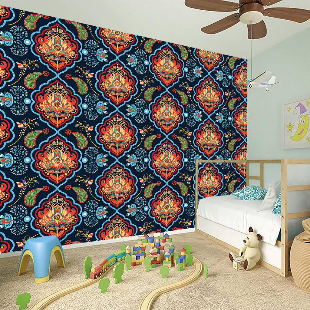 Indian Floral Paisley Pattern Print Wall Sticker