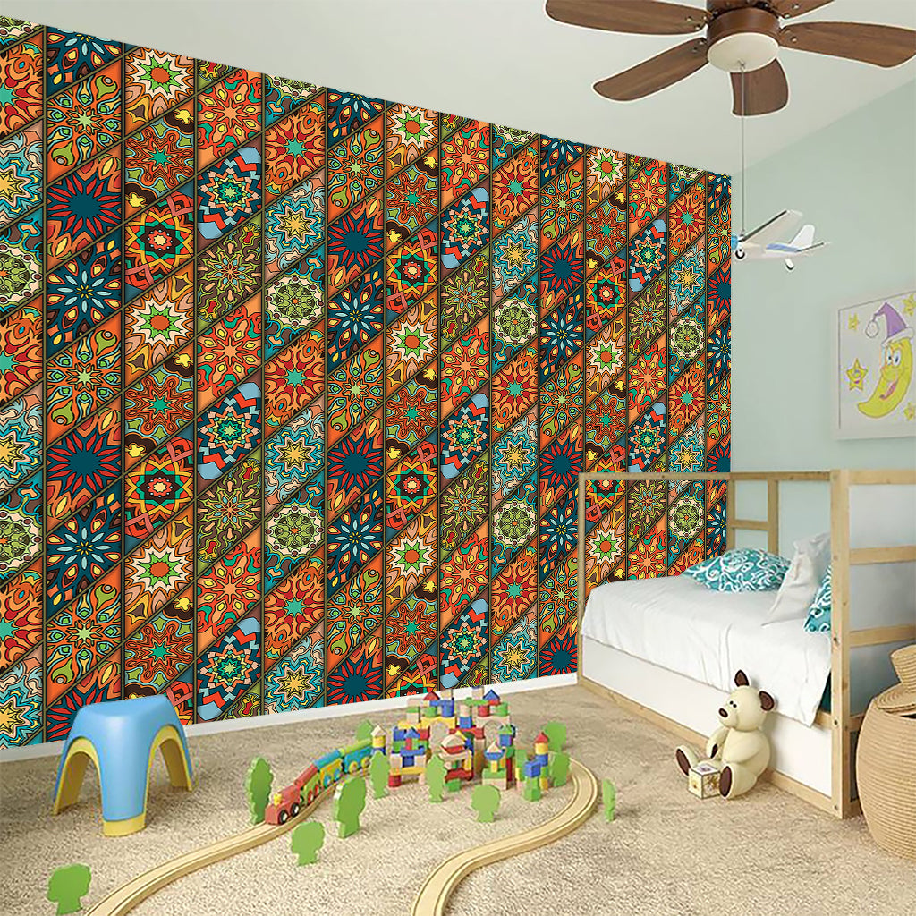 Indian Floral Patchwork Pattern Print Wall Sticker