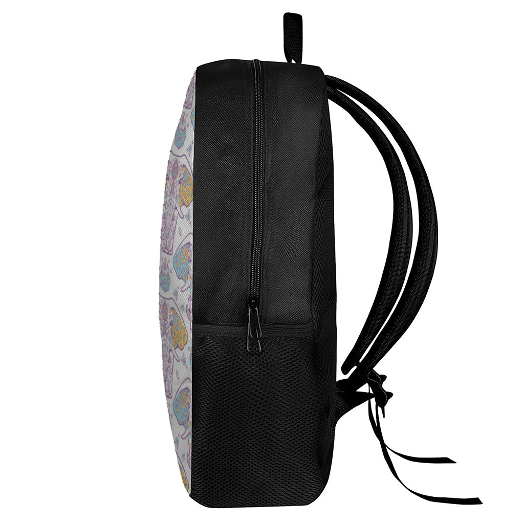 Indian Flower Elephant Pattern Print 17 Inch Backpack