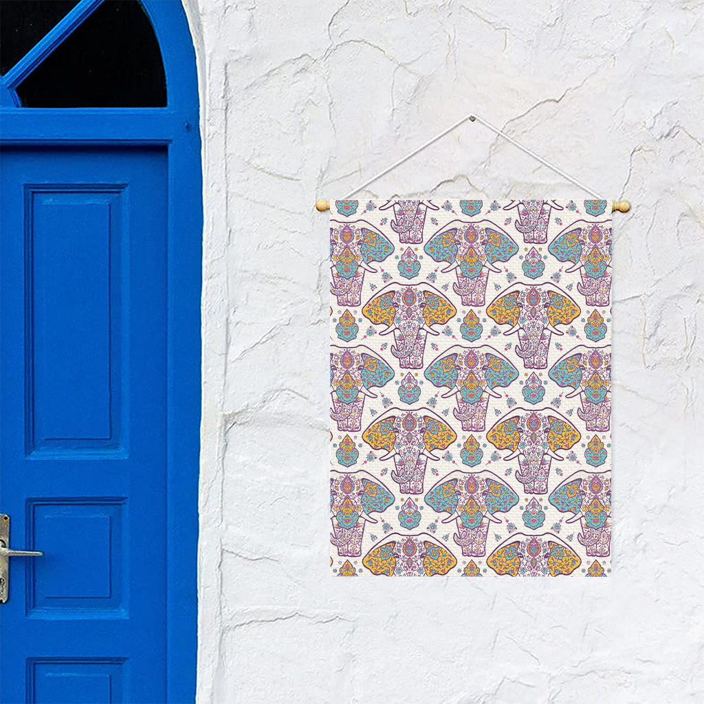 Indian Flower Elephant Pattern Print Garden Flag