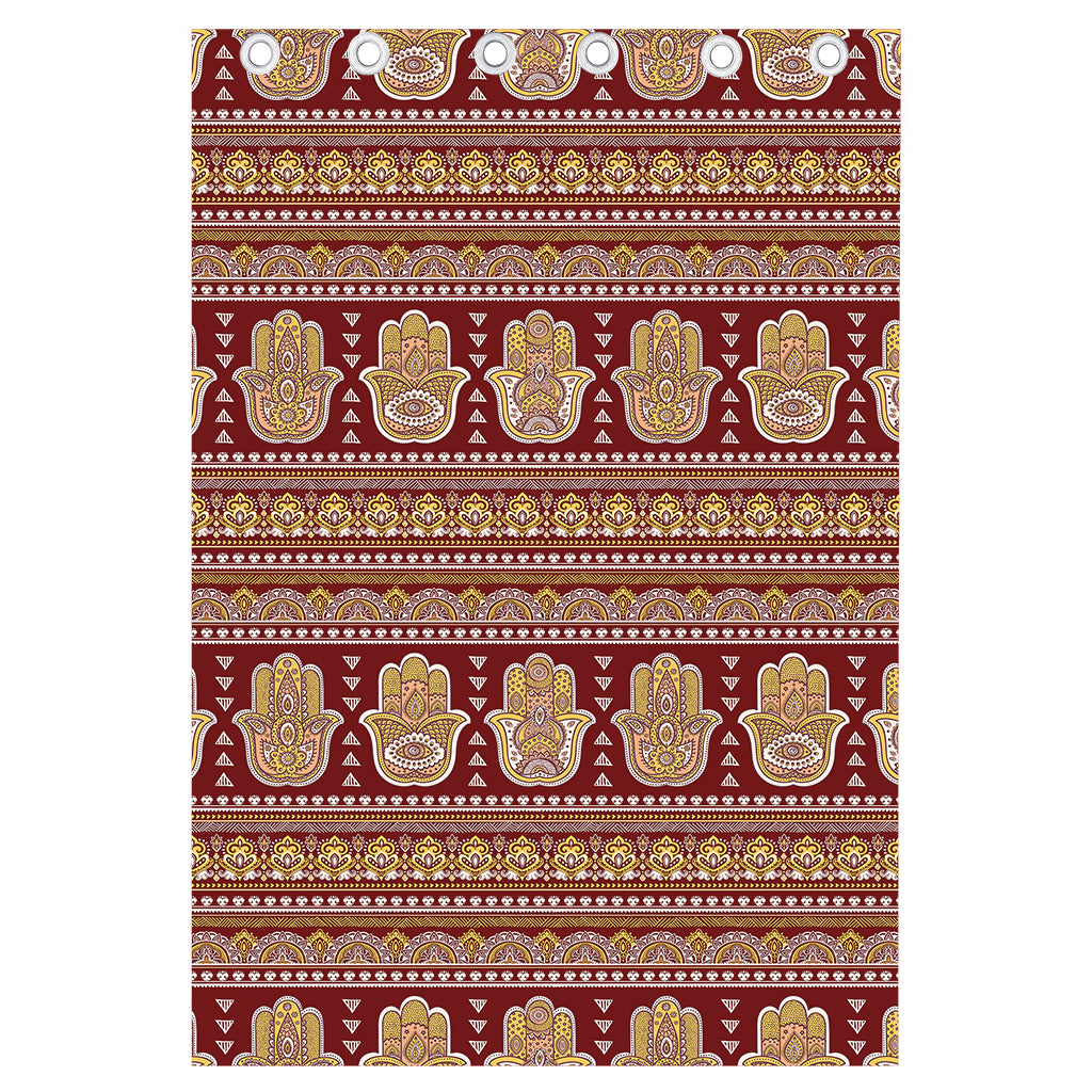 Indian Hamsa Hand Print Curtain