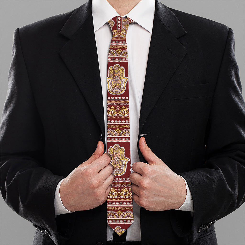 Indian Hamsa Hand Print Necktie
