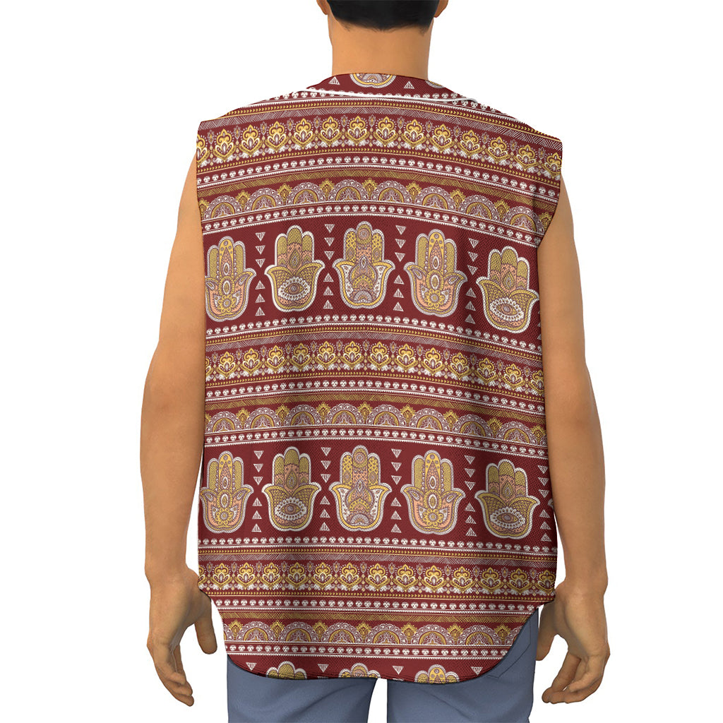 Indian Hamsa Hand Print Sleeveless Baseball Jersey