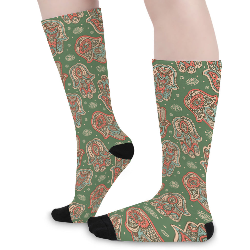 Indian Hamsa Pattern Print Long Socks
