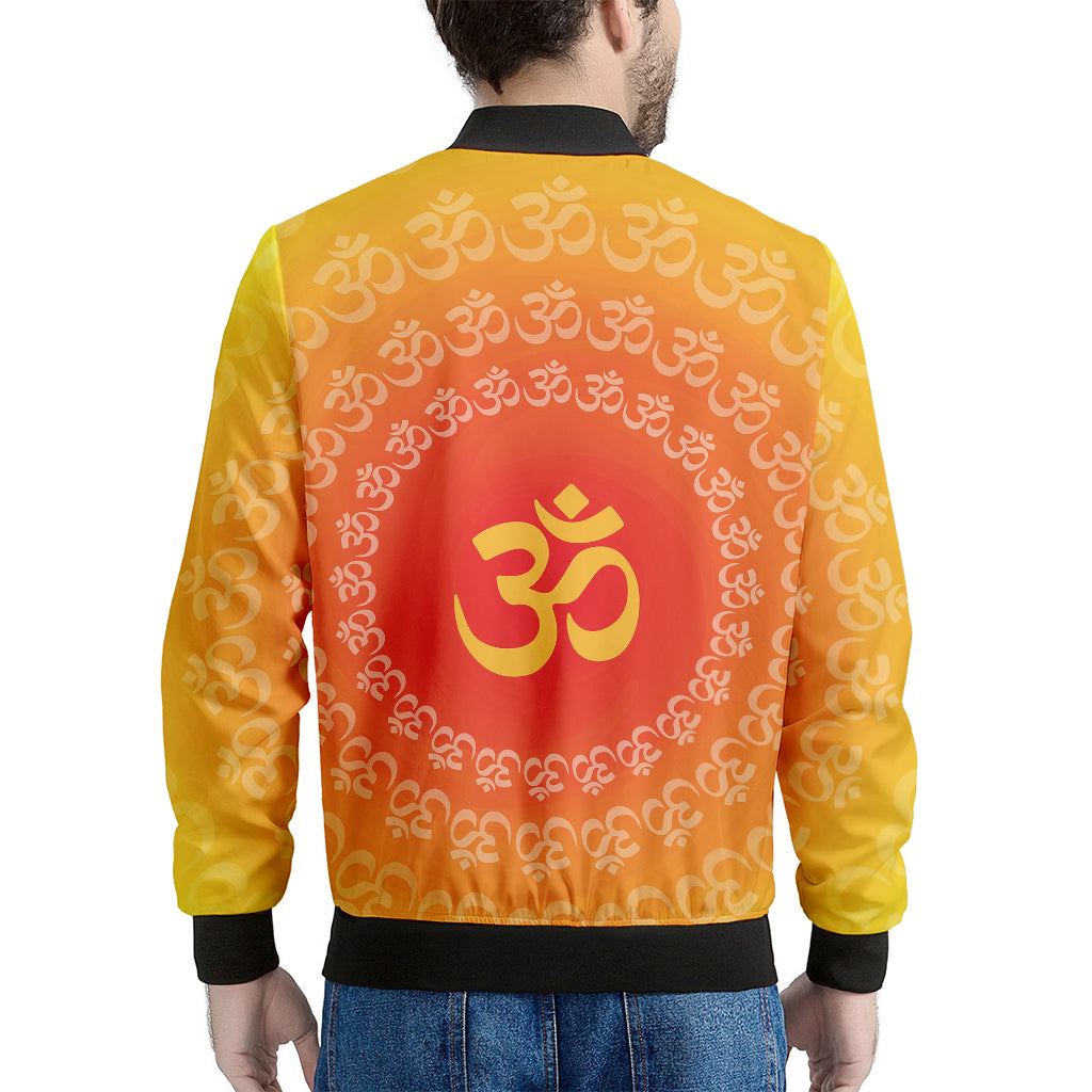 Indian Om Sign Print Men's Bomber Jacket
