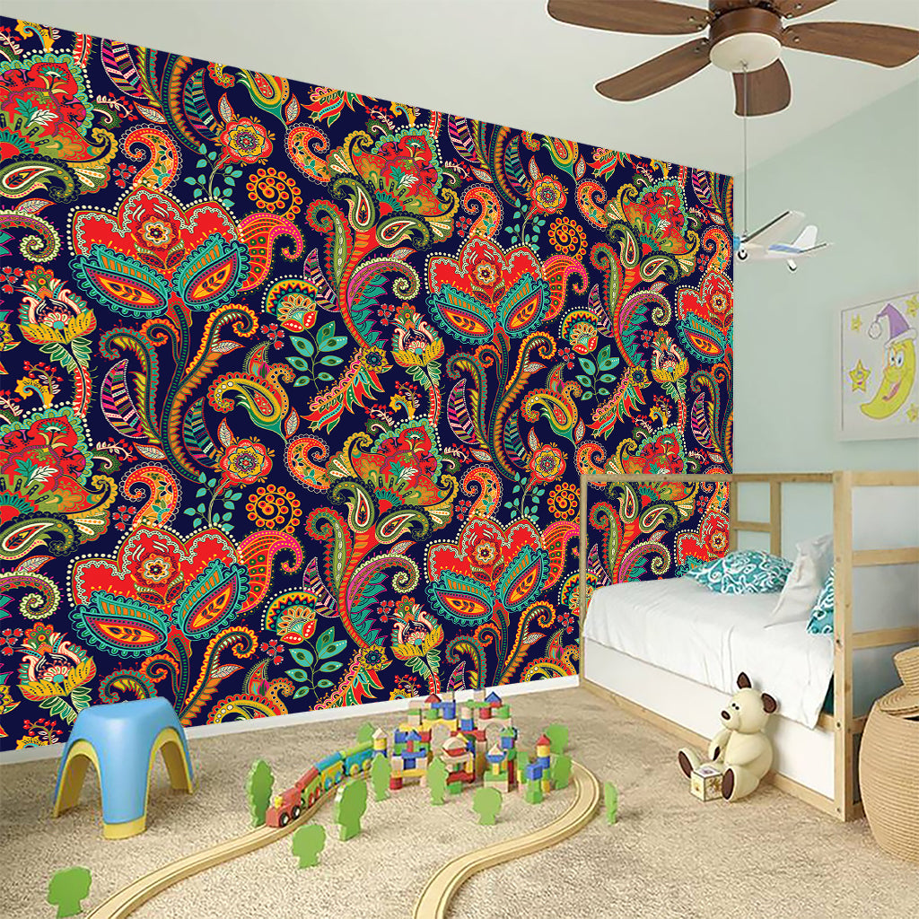 Indian Paisley Pattern Print Wall Sticker