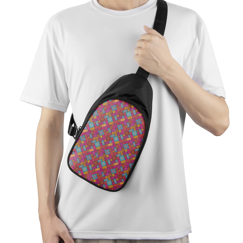 Indian Patchwork Pattern Print Chest Bag