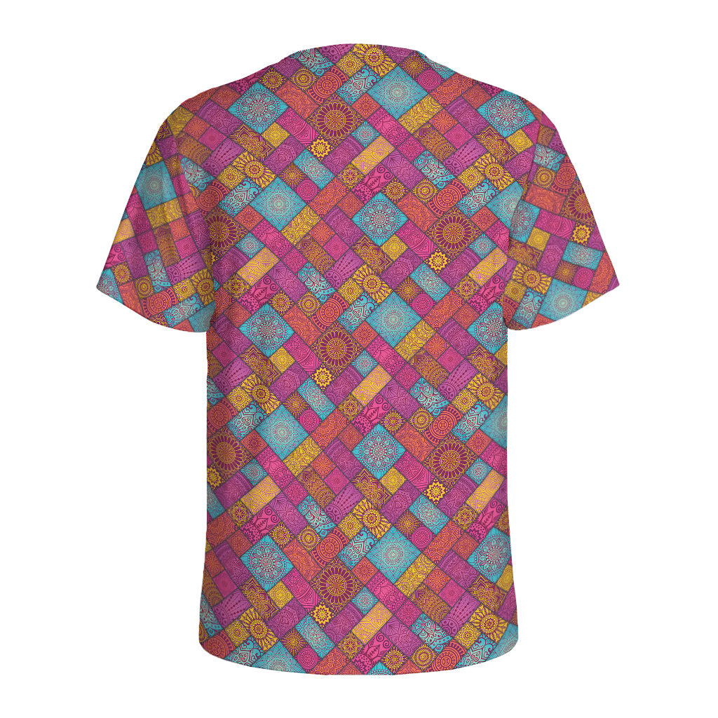 Indian Patchwork Pattern Print Men's Sports T-Shirt