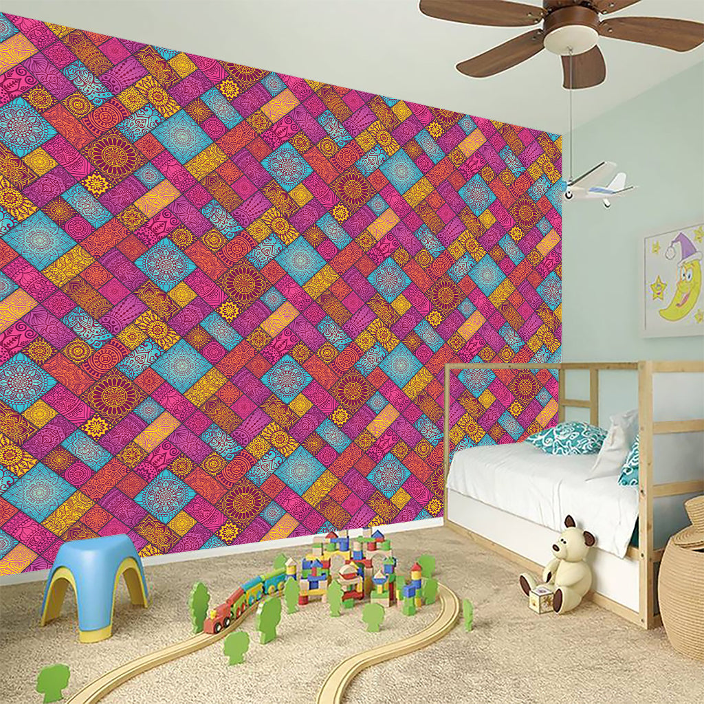 Indian Patchwork Pattern Print Wall Sticker