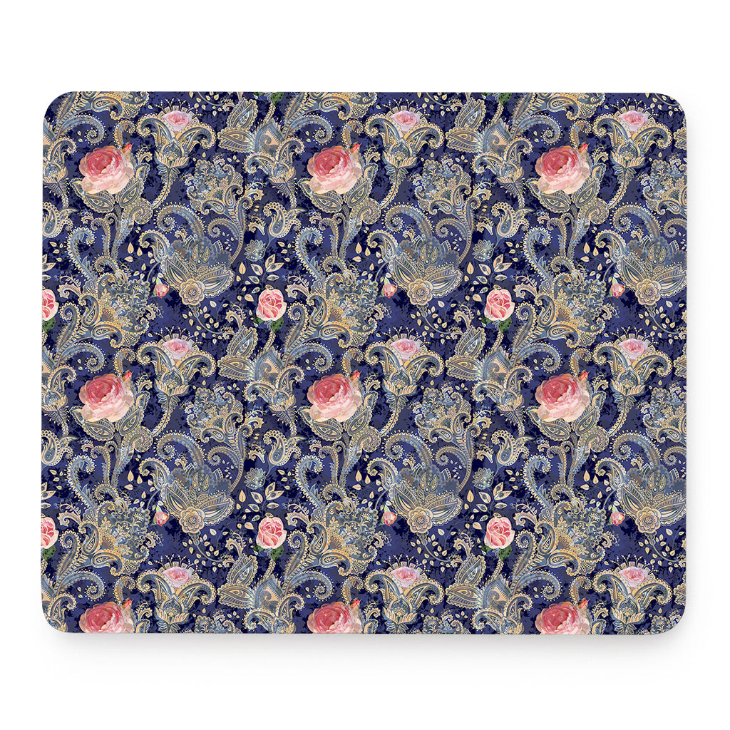 Indian Rose Paisley Pattern Print Mouse Pad