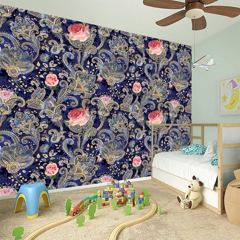 Indian Rose Paisley Pattern Print Wall Sticker