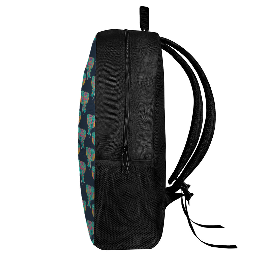 Indian Tribal Elephant Pattern Print 17 Inch Backpack