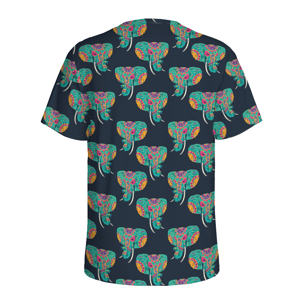 Indian Tribal Elephant Pattern Print Men's Sports T-Shirt