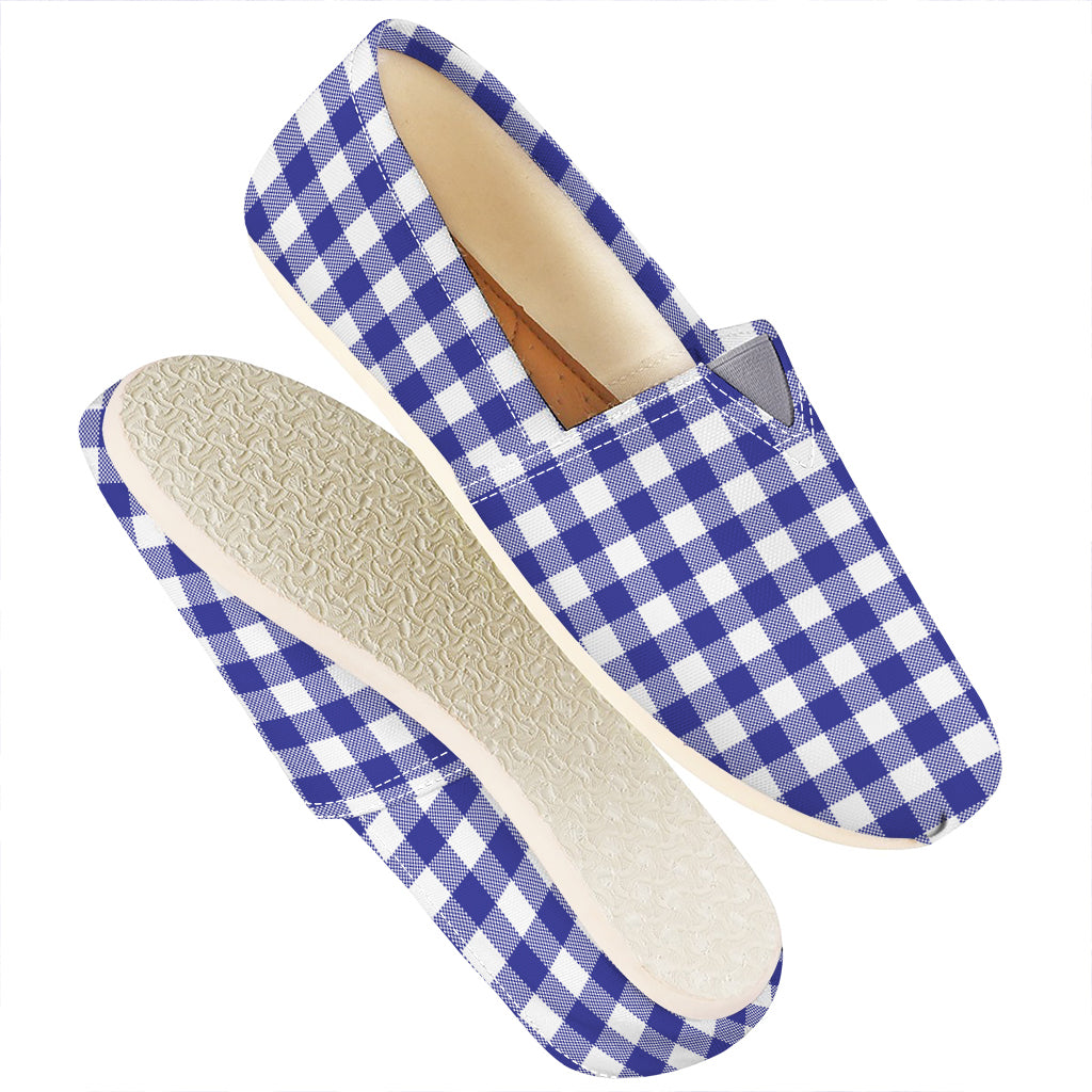 Indigo Blue And White Gingham Print Casual Shoes