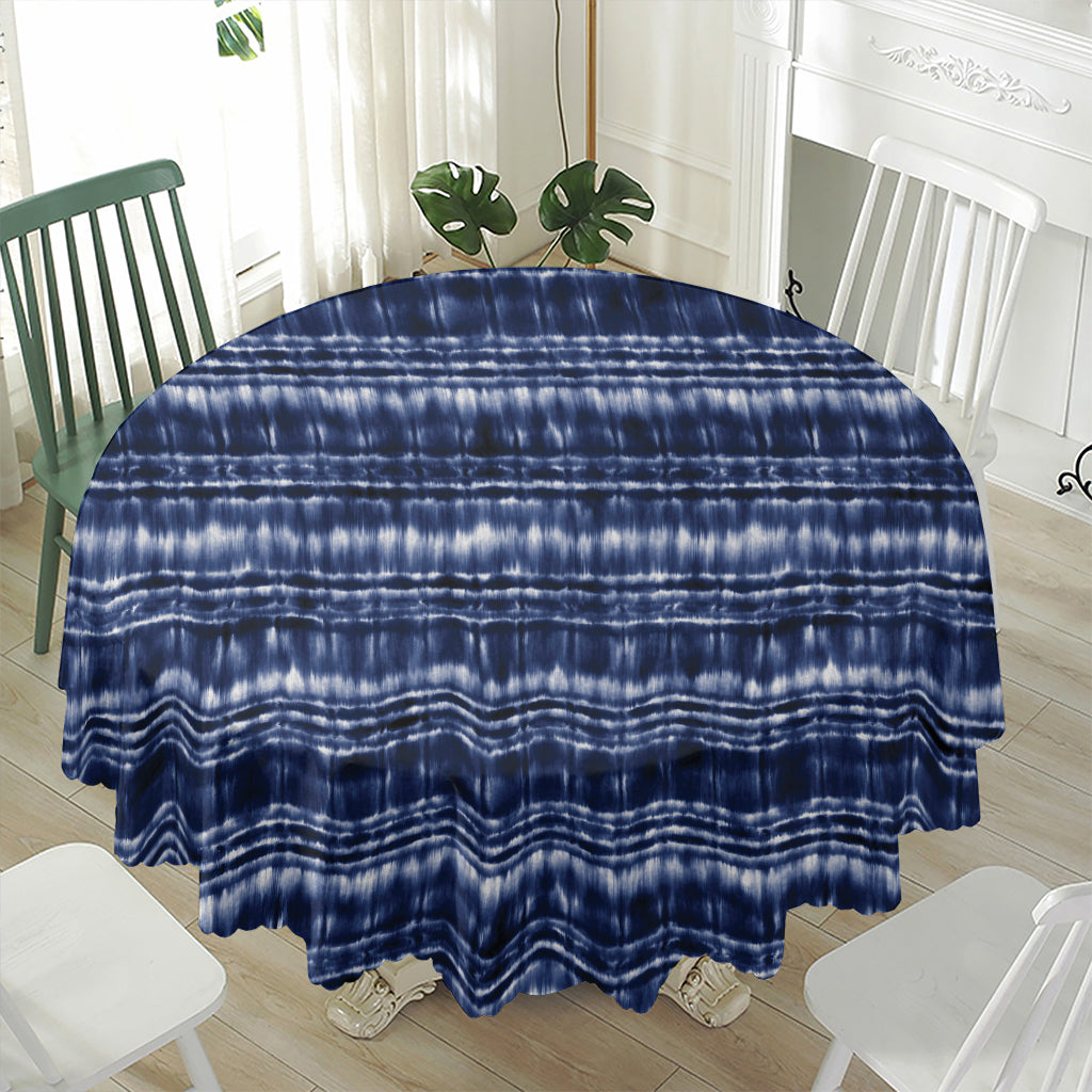 Indigo Dye Shibori Print Waterproof Round Tablecloth
