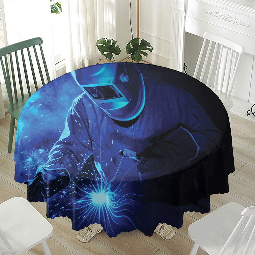 Industrial Welder Print Waterproof Round Tablecloth