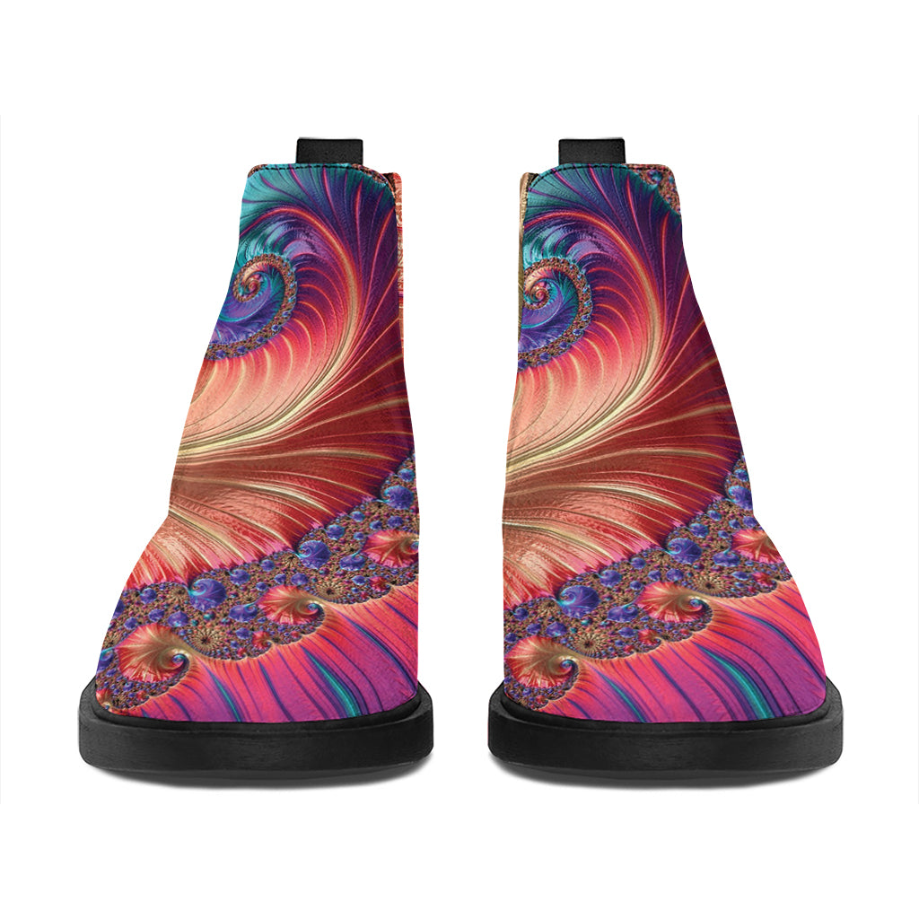 Infinite Fractal Print Flat Ankle Boots