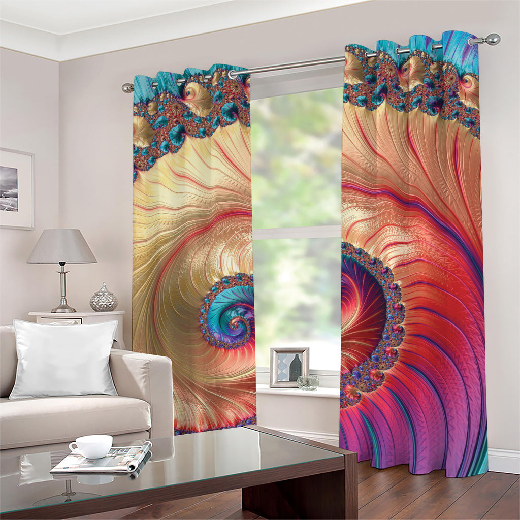 Infinite Fractal Print Grommet Curtains