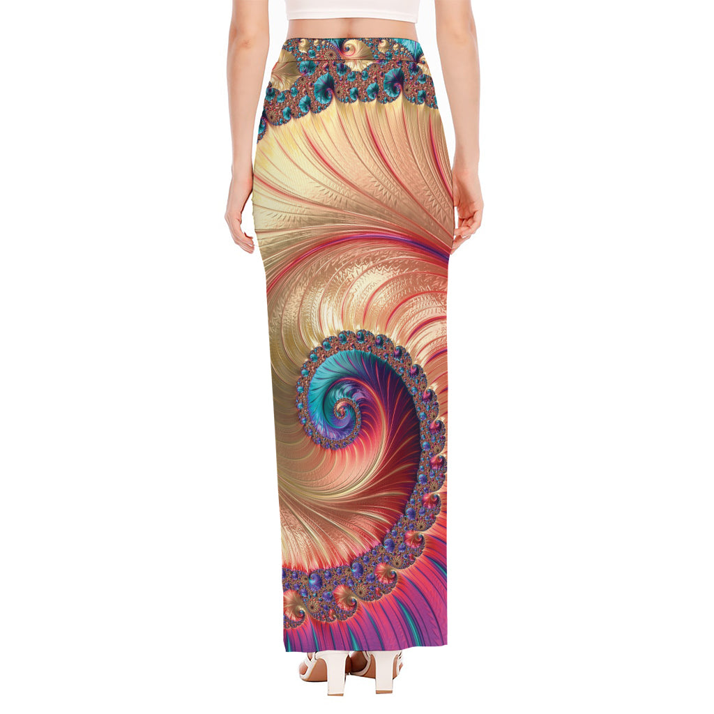 Infinite Fractal Print High Slit Maxi Skirt