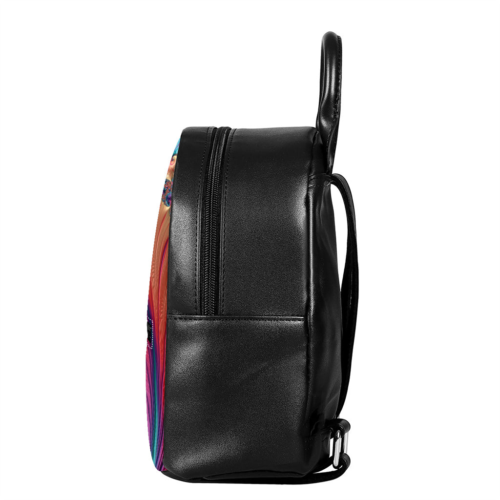 Infinite Fractal Print Leather Backpack