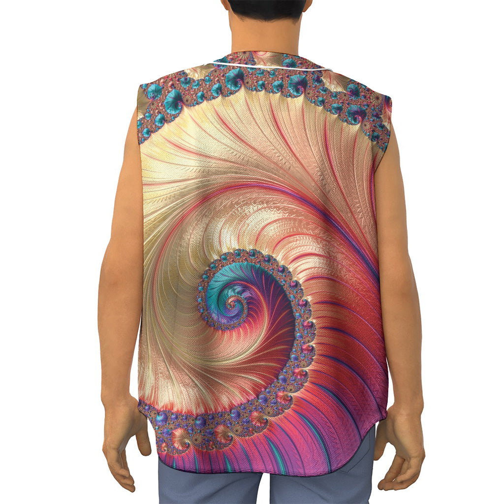 Infinite Fractal Print Sleeveless Baseball Jersey