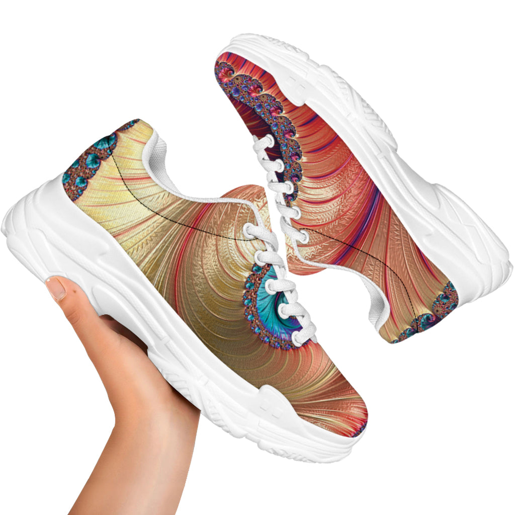 Infinite Fractal Print White Chunky Shoes