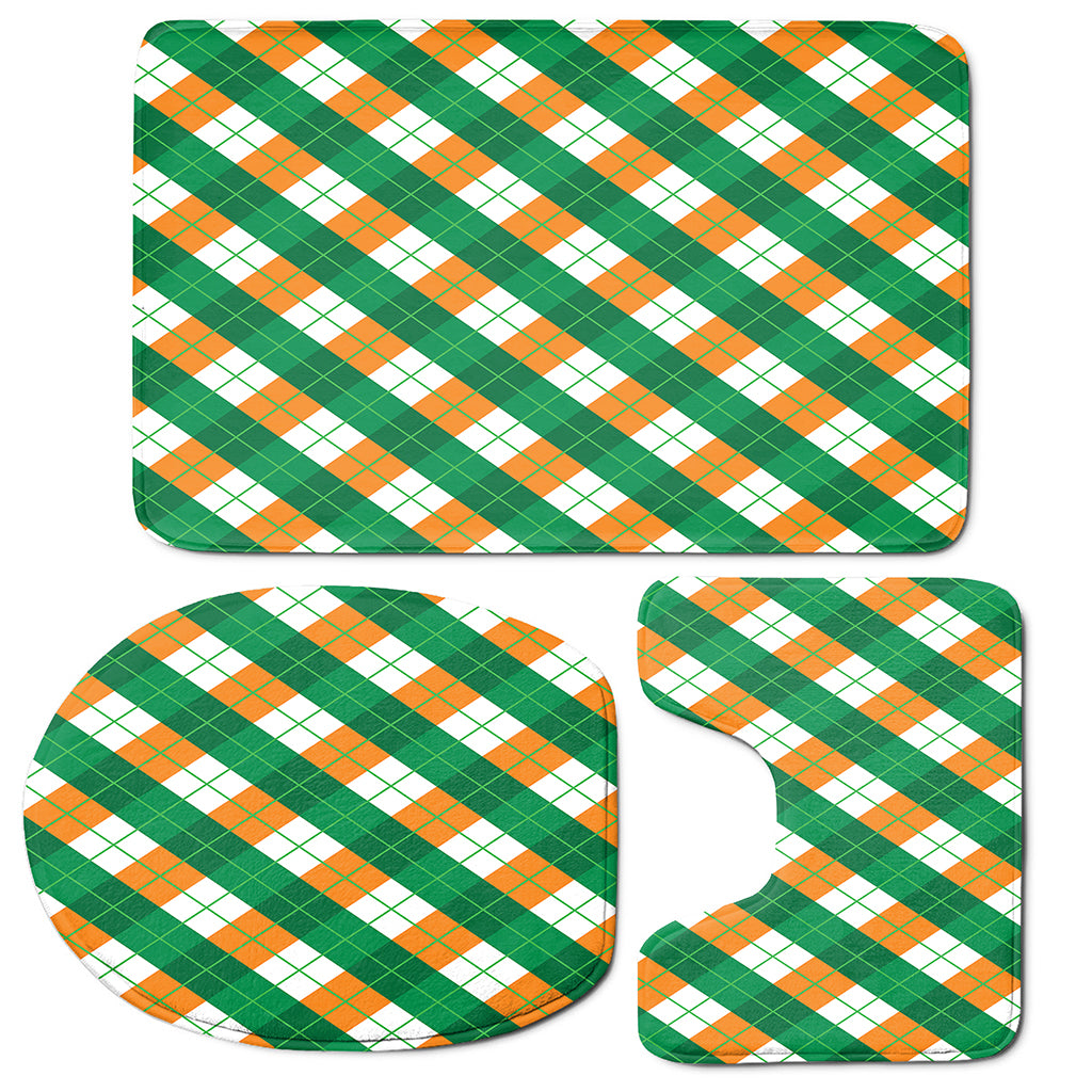 Irish Argyle Pattern Print 3 Piece Bath Mat Set