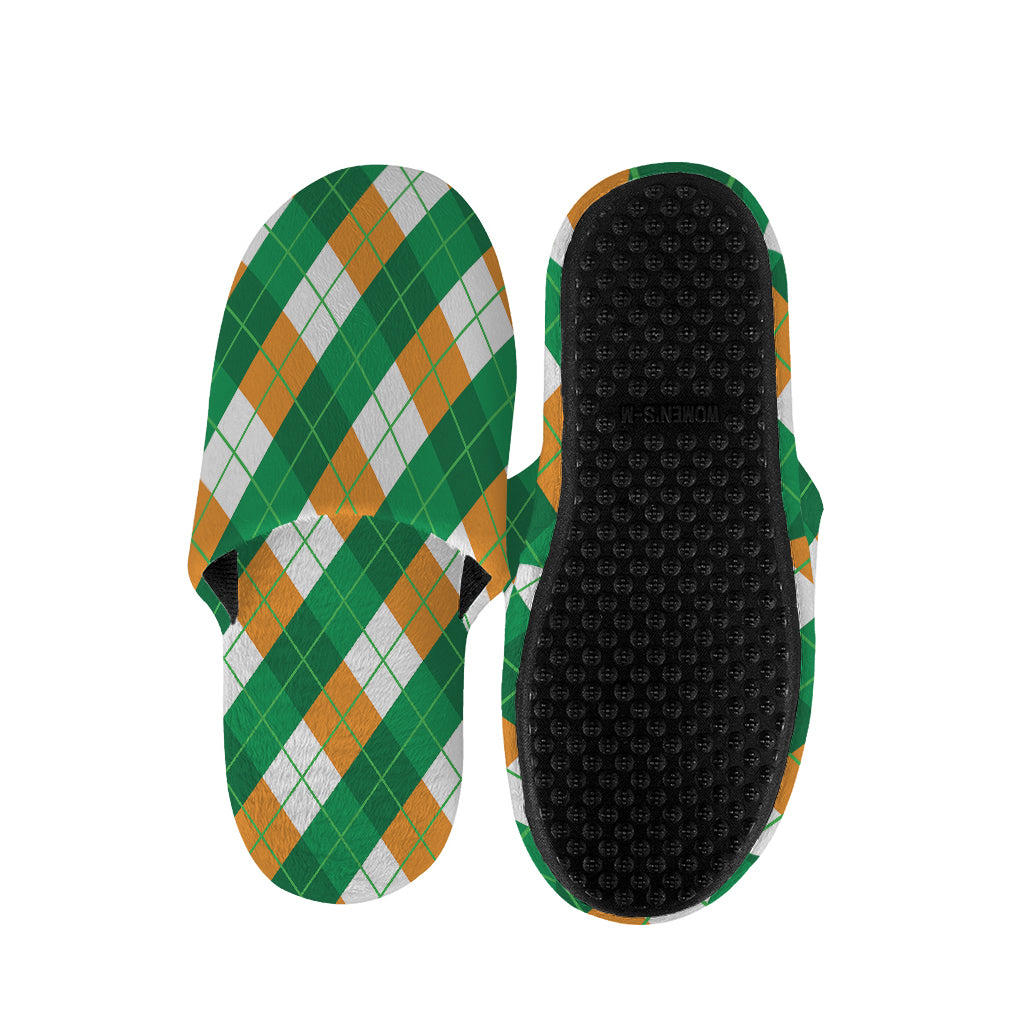 Irish Argyle Pattern Print Slippers