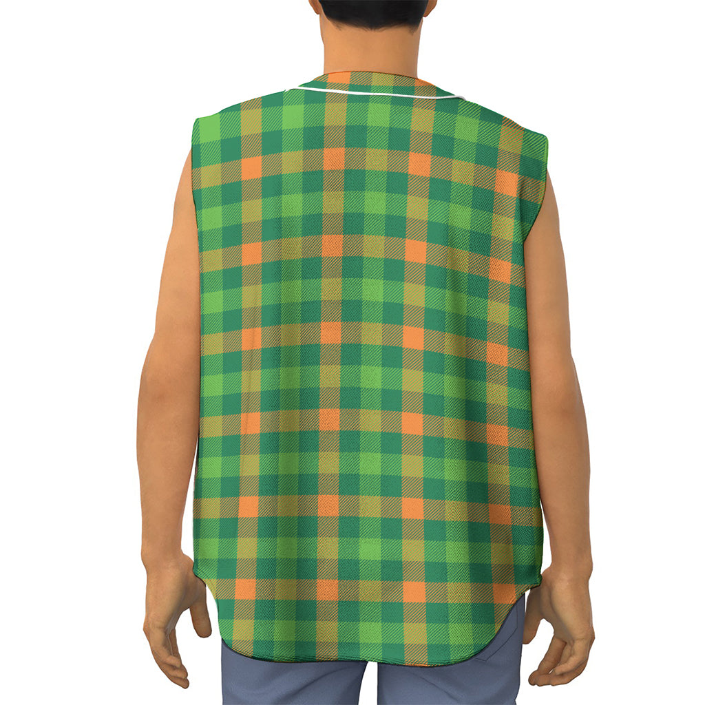 Irish Buffalo Check Pattern Print Sleeveless Baseball Jersey