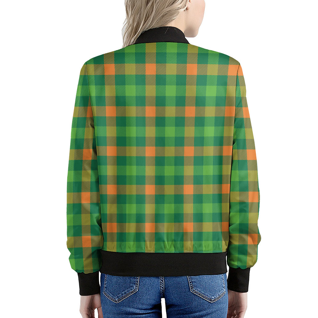 Irish Buffalo Check Pattern Print Women's Bomber Jacket