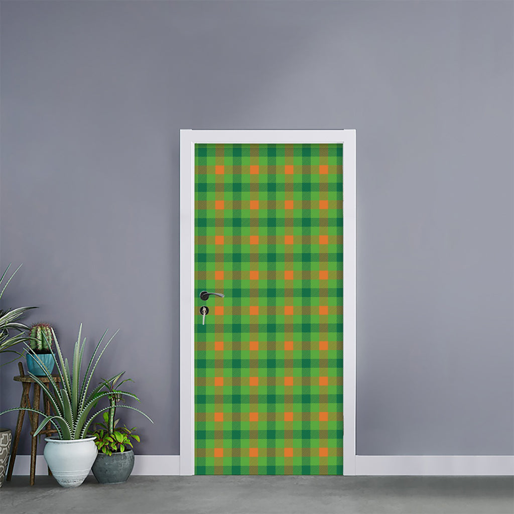 Irish Buffalo Plaid Pattern Print Door Sticker