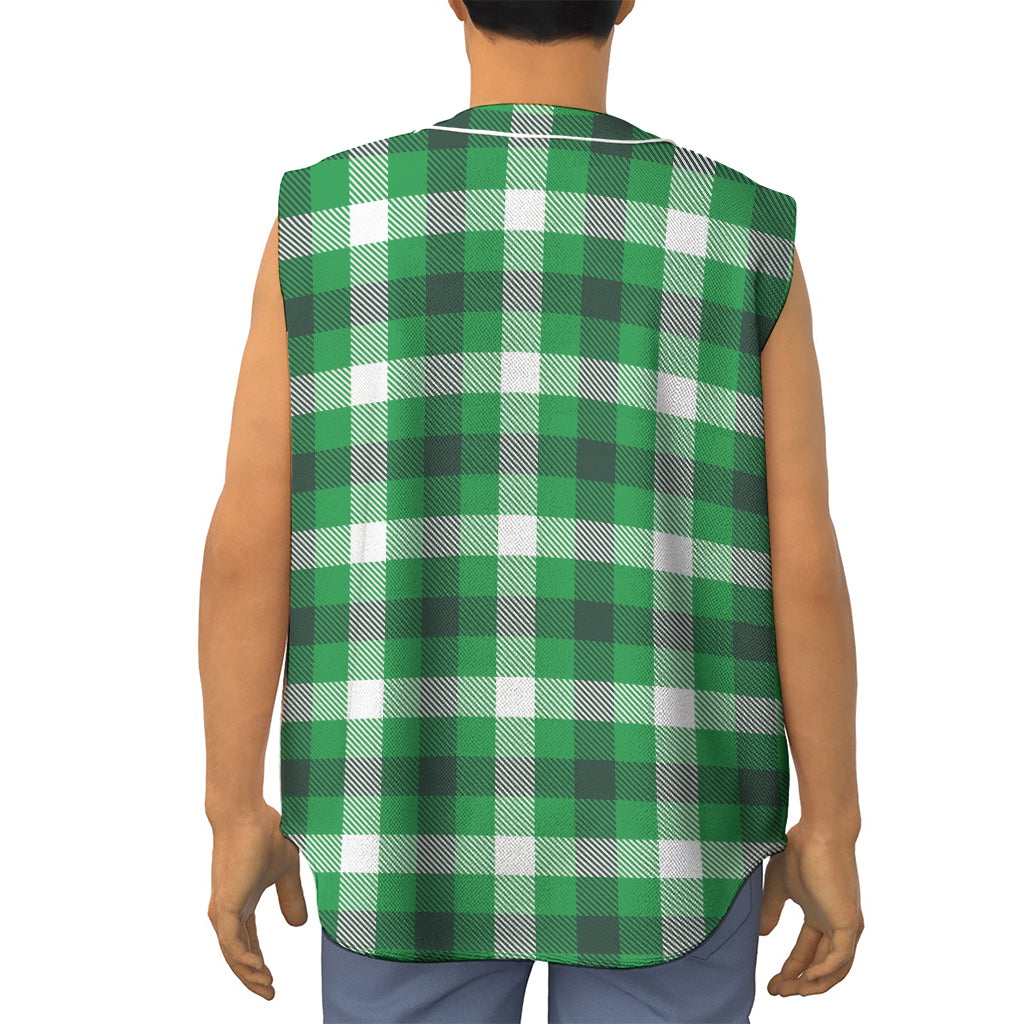 Irish Check Saint Patrick's Day Print Sleeveless Baseball Jersey