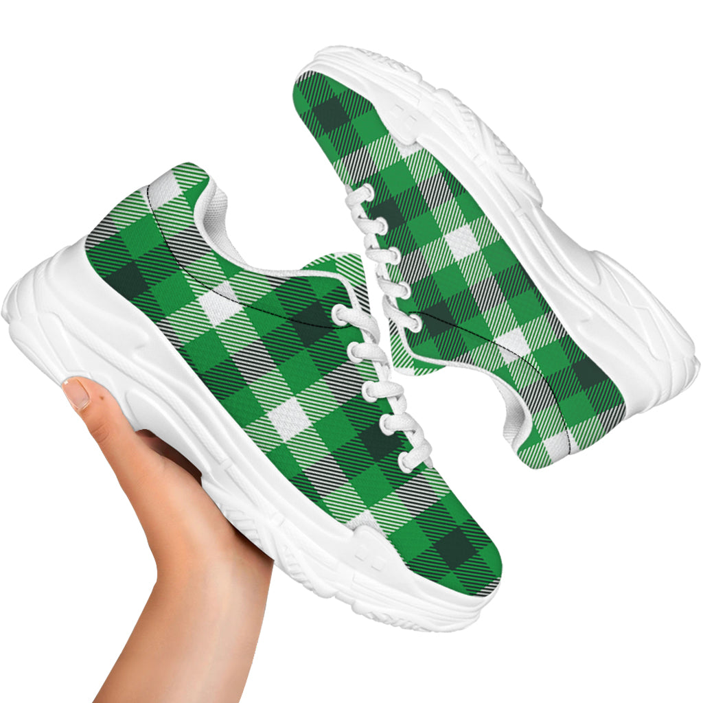 Irish Check Saint Patrick's Day Print White Chunky Shoes