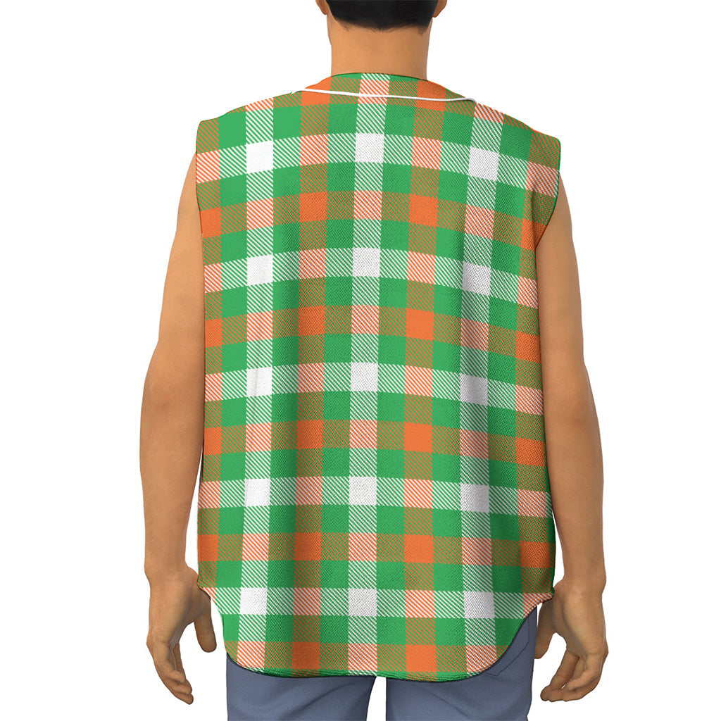 Irish Checkered St. Patrick's Day Print Sleeveless Baseball Jersey