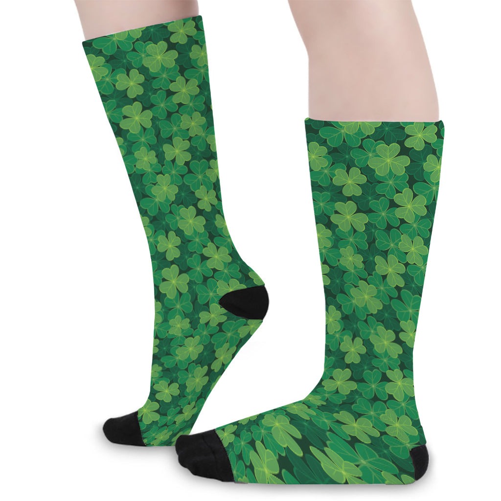Irish Clover Saint Patrick's Day Print Long Socks