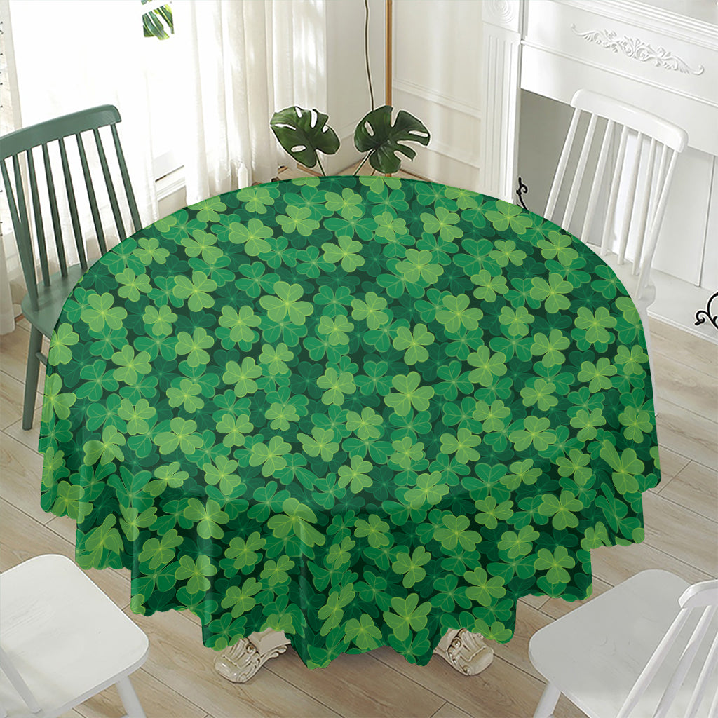 Irish Clover Saint Patrick's Day Print Waterproof Round Tablecloth