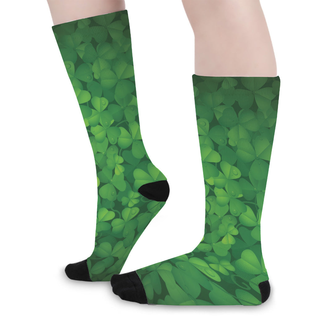 Irish Clover St. Patrick's Day Print Long Socks