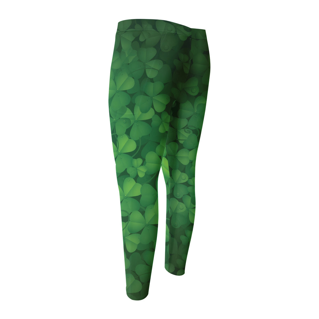 Irish Clover St. Patrick's Day Print Men's Compression Pants