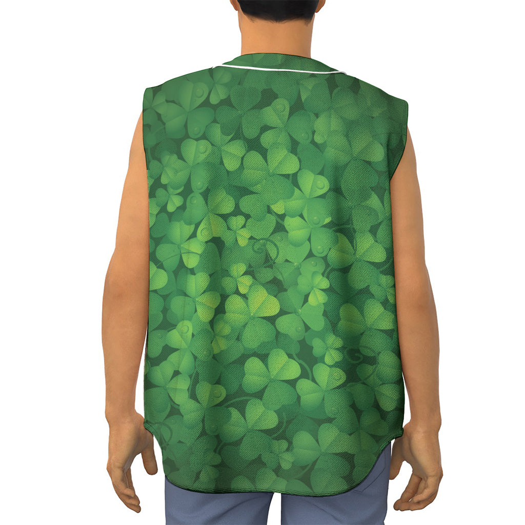 Irish Clover St. Patrick's Day Print Sleeveless Baseball Jersey
