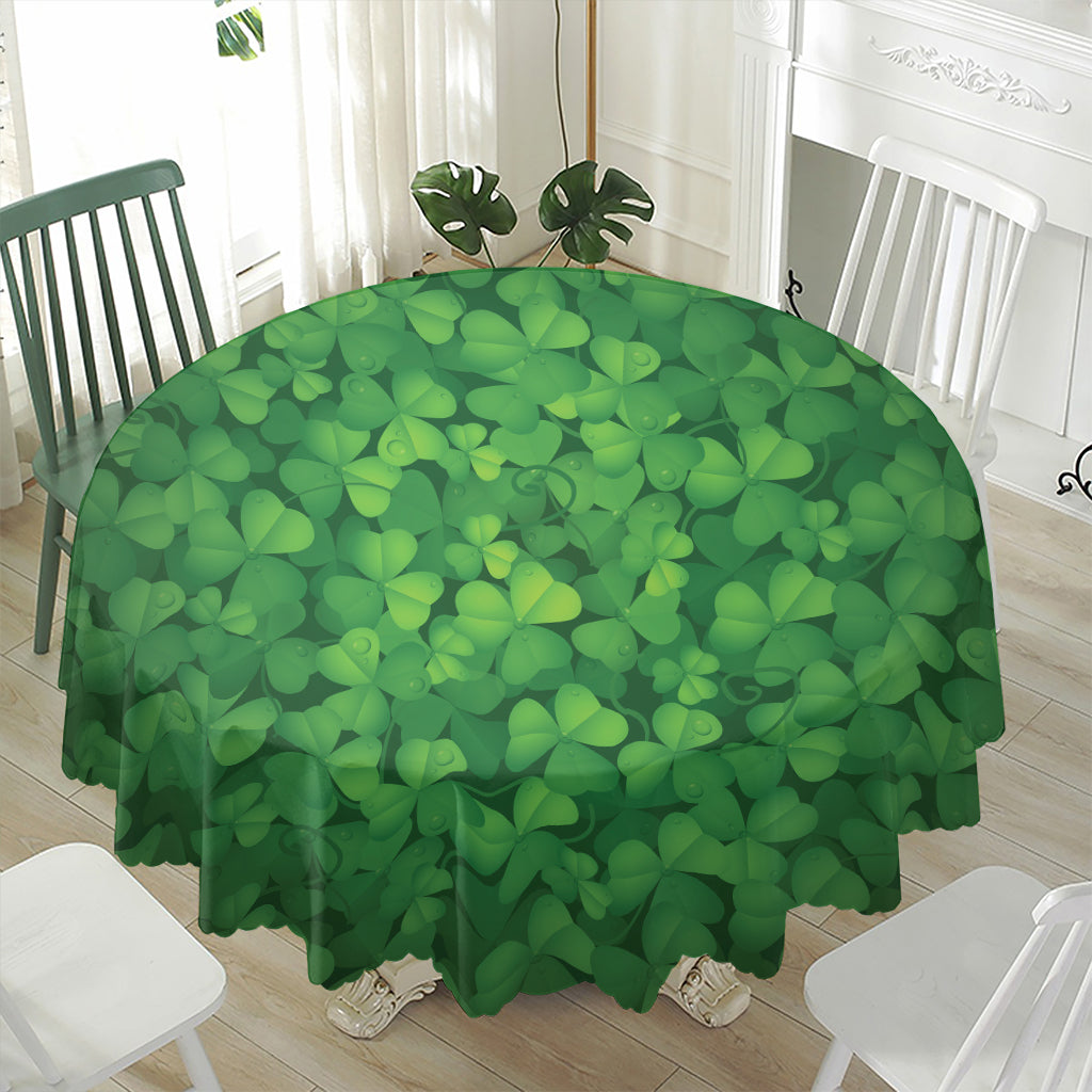 Irish Clover St. Patrick's Day Print Waterproof Round Tablecloth