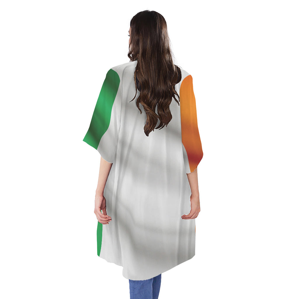 Irish Flag Print Open Front Beach Cover Up