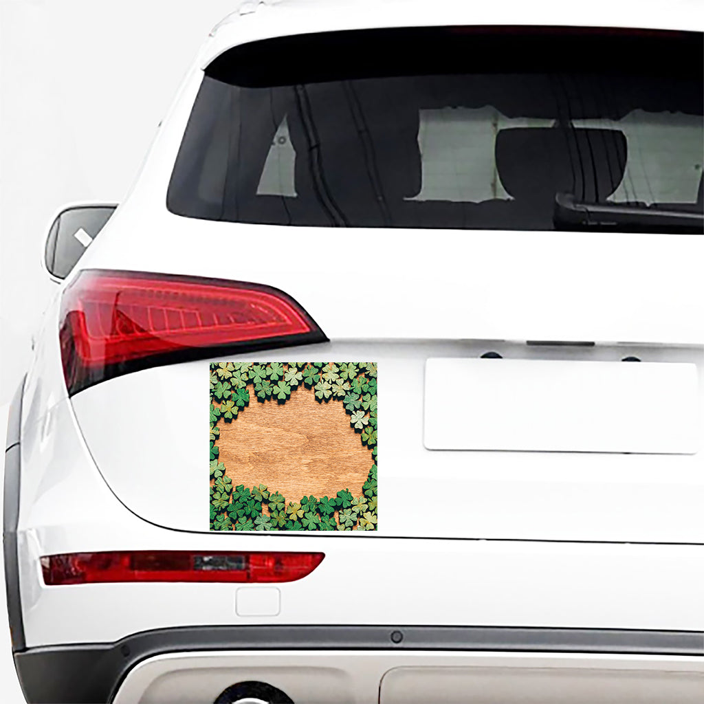 Irish Four Leaf Clovers Wood Print Car Sticker