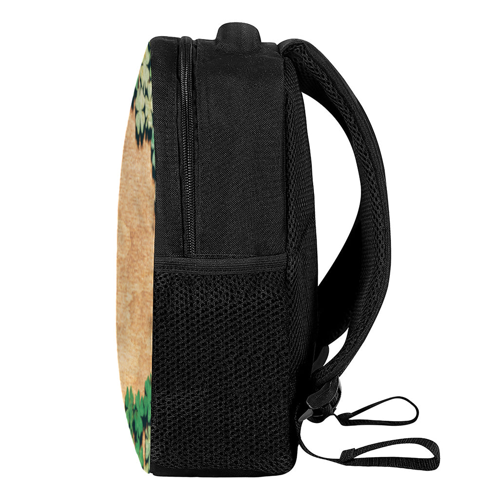 Irish Four Leaf Clovers Wood Print Casual Backpack
