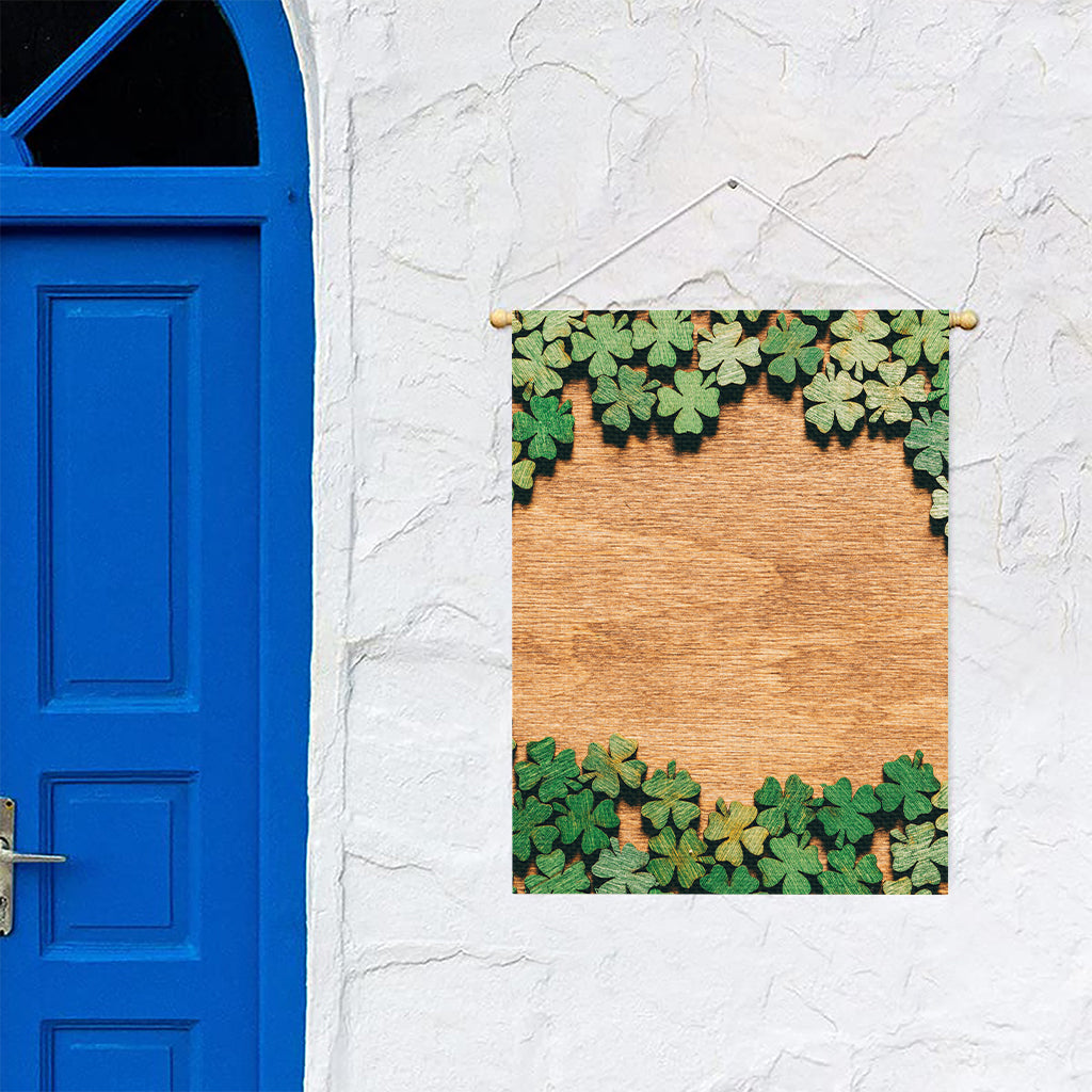 Irish Four Leaf Clovers Wood Print Garden Flag