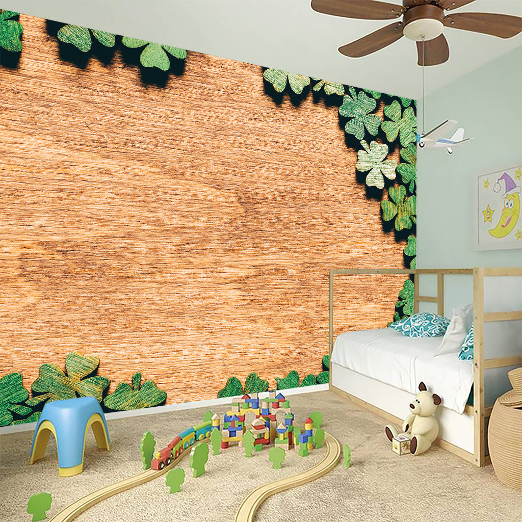 Irish Four Leaf Clovers Wood Print Wall Sticker