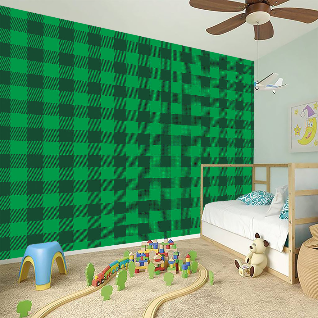 Irish Green Buffalo Check Pattern Print Wall Sticker