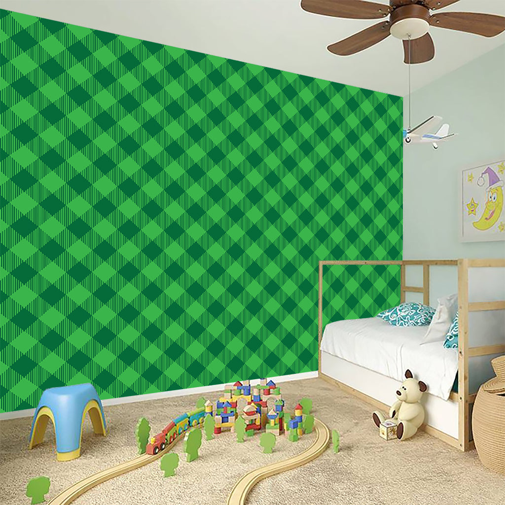 Irish Green Buffalo Plaid Print Wall Sticker