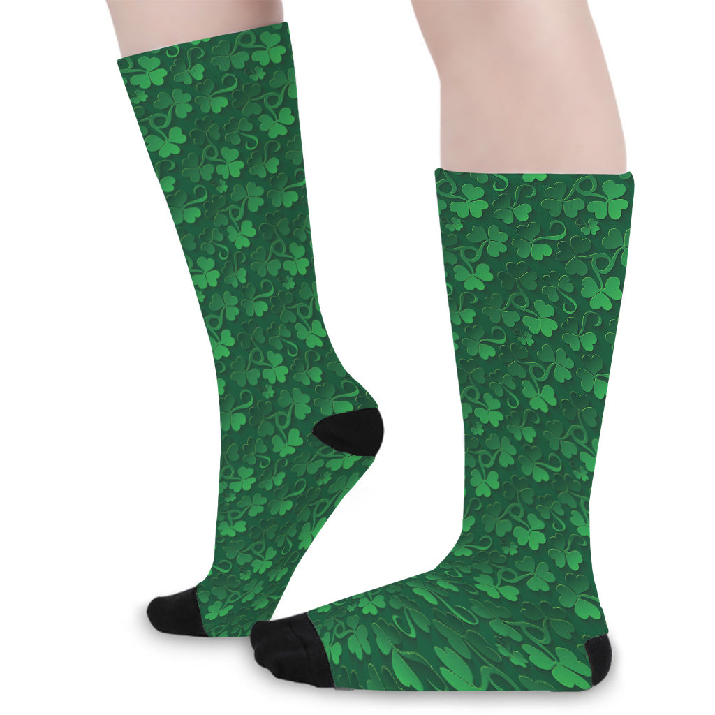 Irish Leaf St. Patrick's Day Print Long Socks