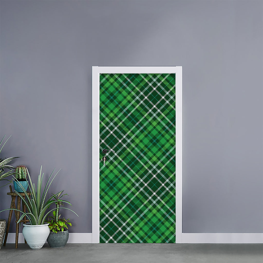 Irish Plaid Pattern Print Door Sticker