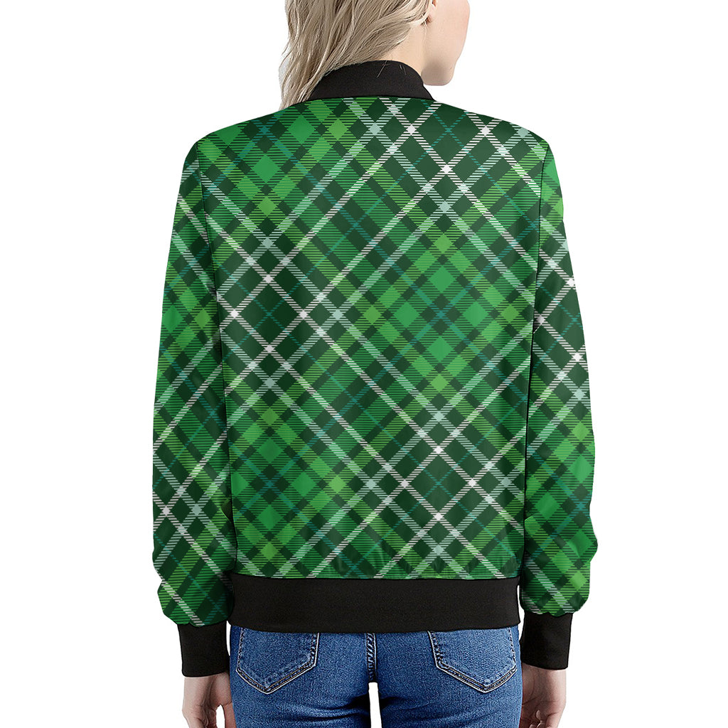 Irish Plaid Pattern Print Women's Bomber Jacket